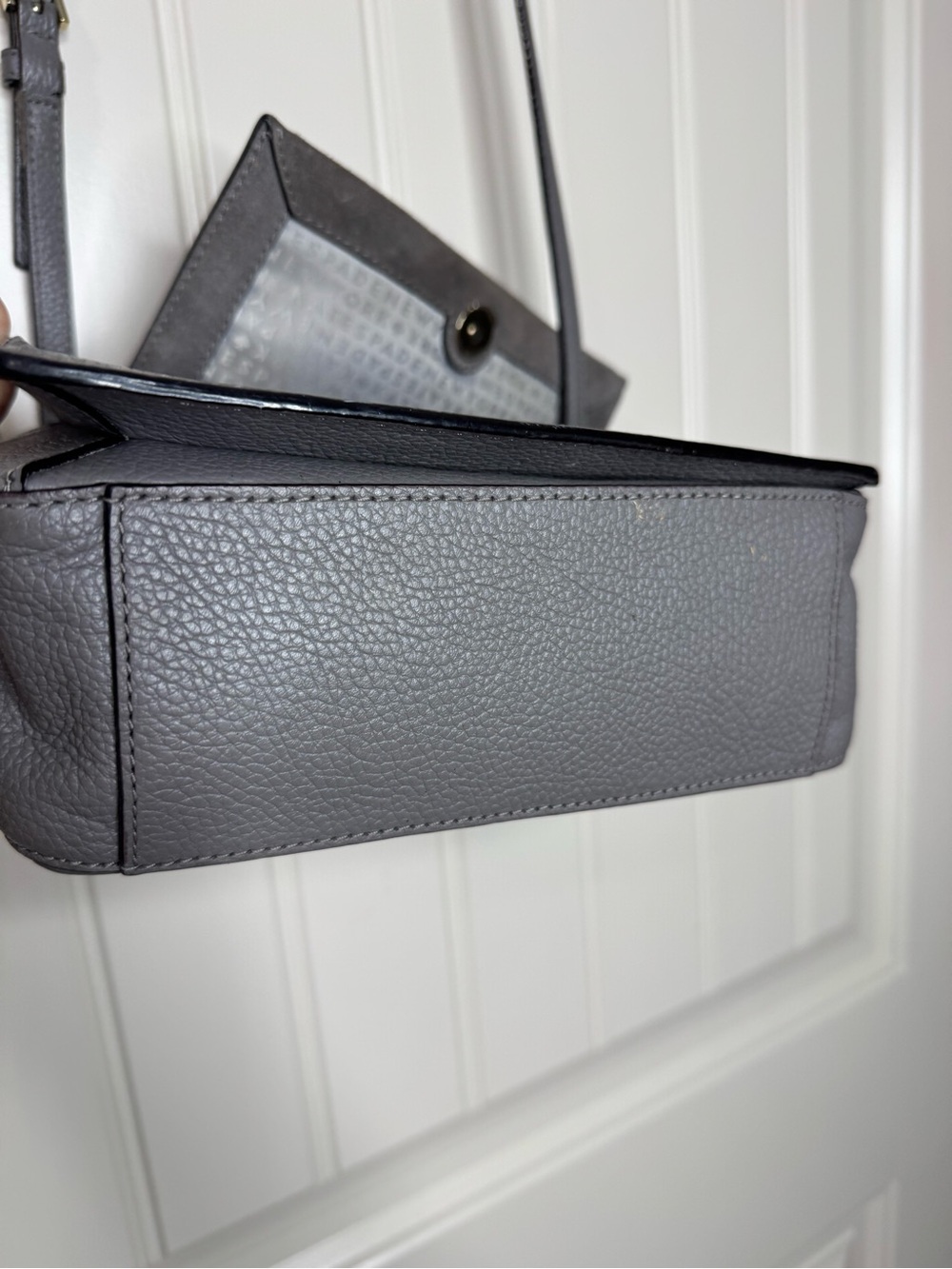 KATE SPADE ♠️ Gray Suede & Leather Crossbody Bag - 6 x 8” inches - Picture 4 of 17